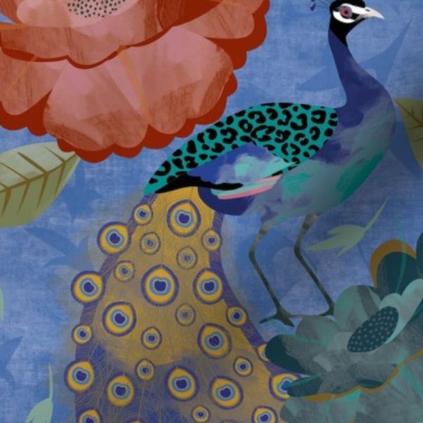 Peacock vintage floral peacock blue