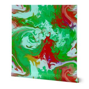 12 REPEAT Bright swirls paint pour bright green red and white mirrored