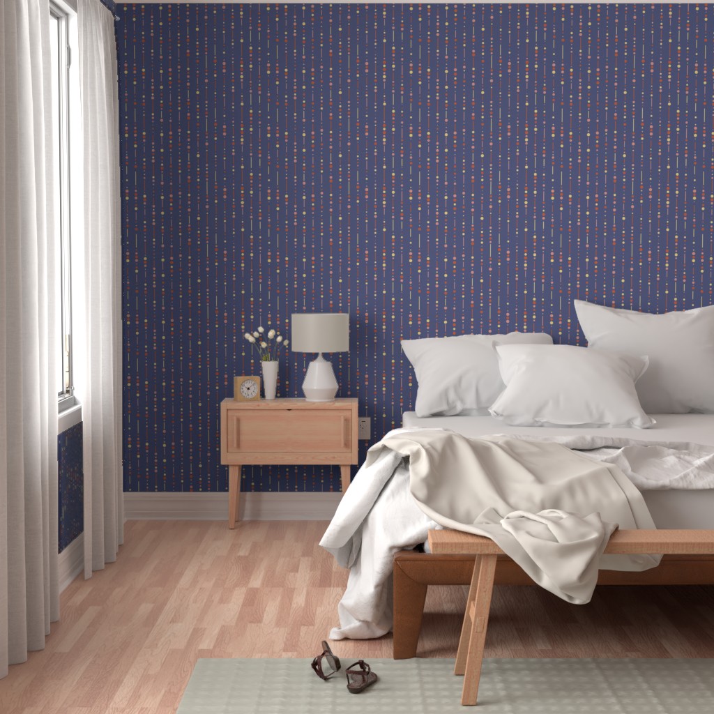 Bedroom with a bright window, bed and wood furniture with Peel and Stick wallpaper on the walls