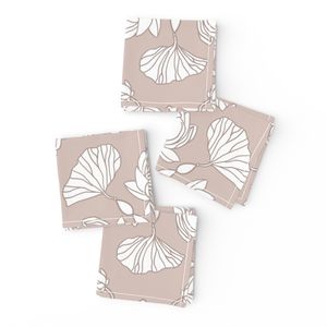 White Lotus on Taupe/ Soft Brown. Serene Wall Scapes. Wall Paper