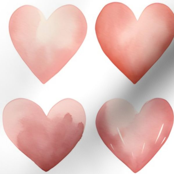 Watercolor Hearts on White - large
