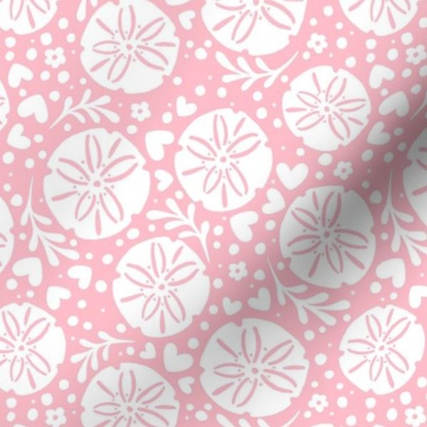 Smaller Scale Sand Dollars White on Baby Pink