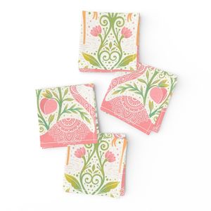 Whimsical flamingo garden pink and green water color