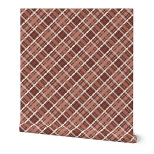 Classic plaid earth tones brown mauve teal cream medium scale