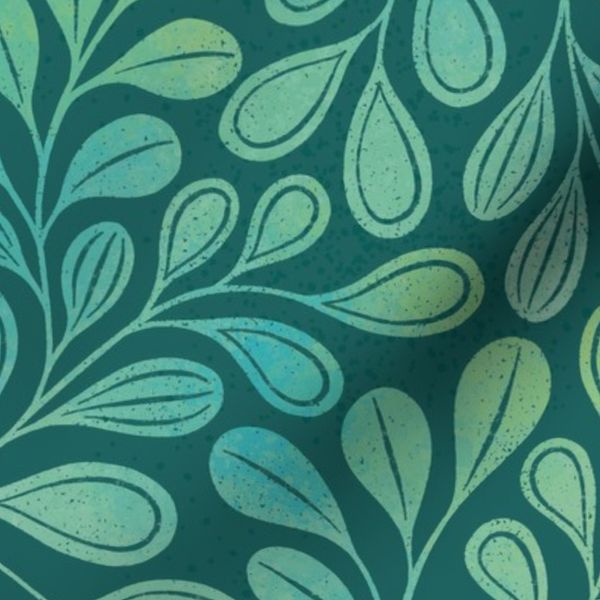 Welcoming Walls Teal Leaves