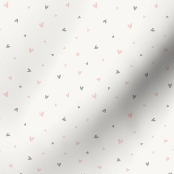 Scattered Valentines day small hearts pastels pink mint 4x4 repeat
