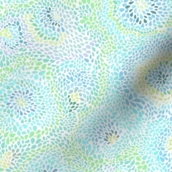 Leaf Gems Aqua Green on White 12inL