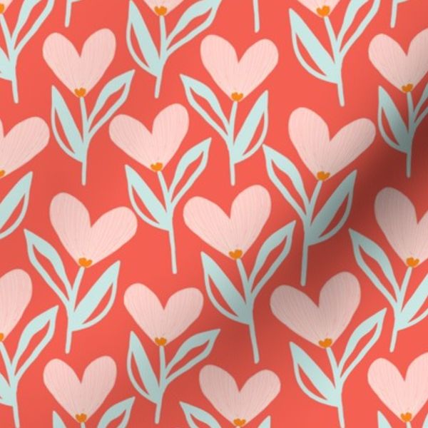 heart flower / blooming heart - red and pastels