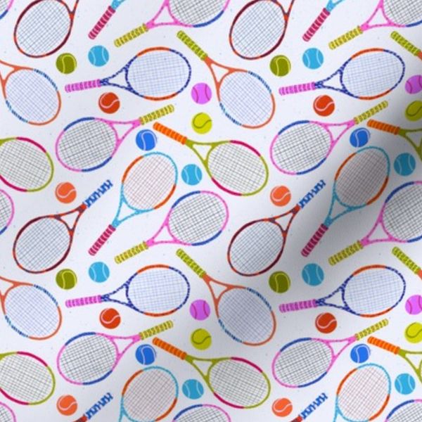 S - Fun Tennis Rackets - Multi Colored with Light Blue background