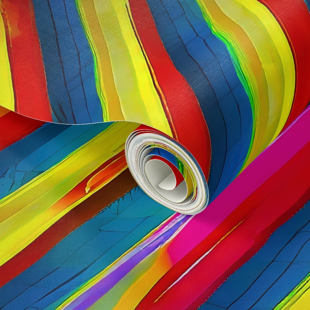 Close up of a Peel and Stick wallpaper roll with a design applied