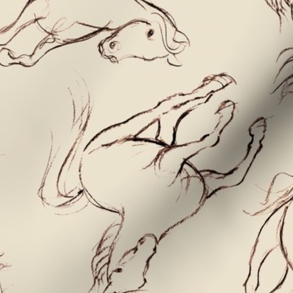 Galloping Horses Artist's Sketch Medium scale. Cream