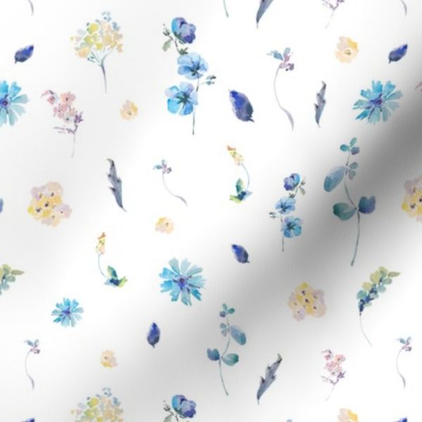 Watercolor Small Flowers on White