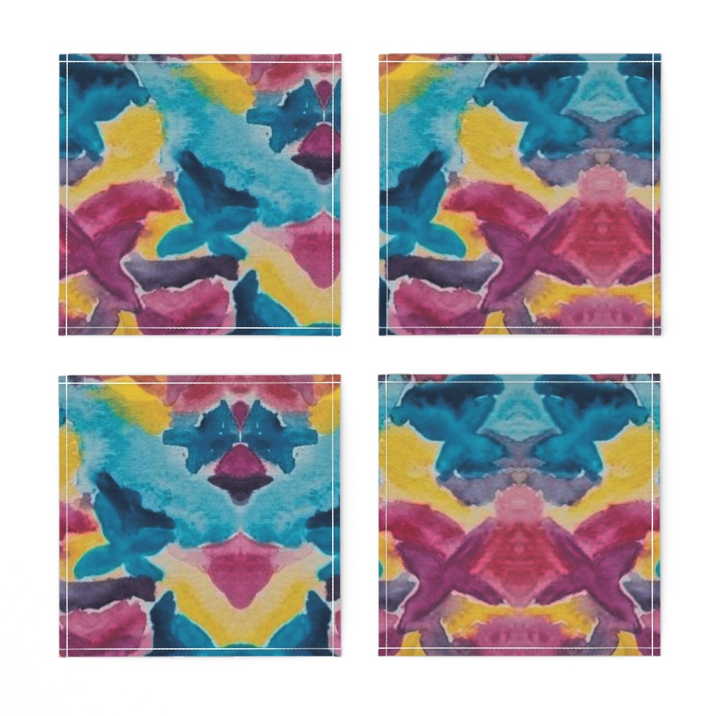 Top down of four unfolded Cocktail Napkins arranged in a grid showing the printed design