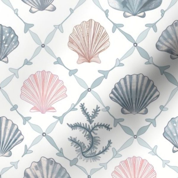 watercolor seashell grid - pastel
