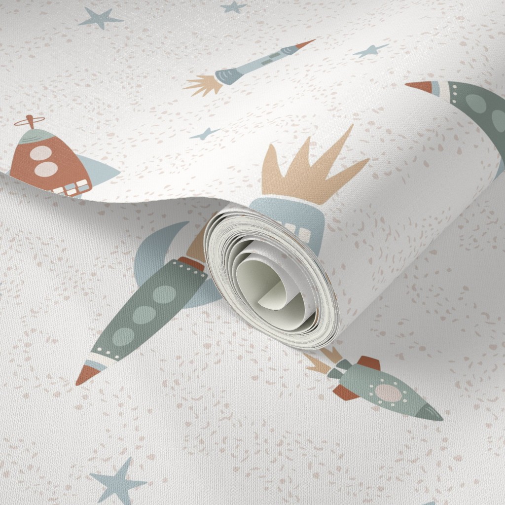 Close up of a Peel and Stick wallpaper roll with a design applied