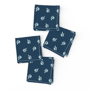 Elegant Botanical of Leaves on a Navy Background