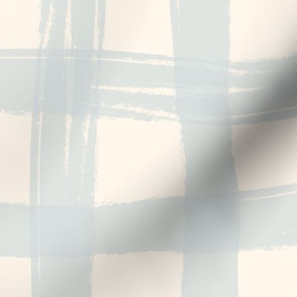 Picnic Check - Hand Drawn Stripes - Fog Blue on Natural BG