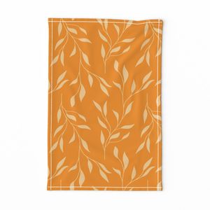 Large Warm Minimalist Botanical Leaves in Peach and Orange
