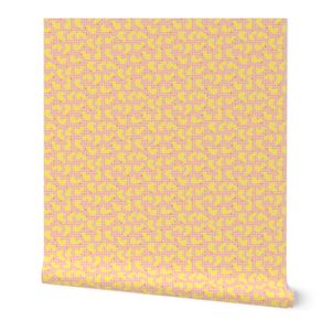 little yellow ducks on pink gingham - small 12 in repeat