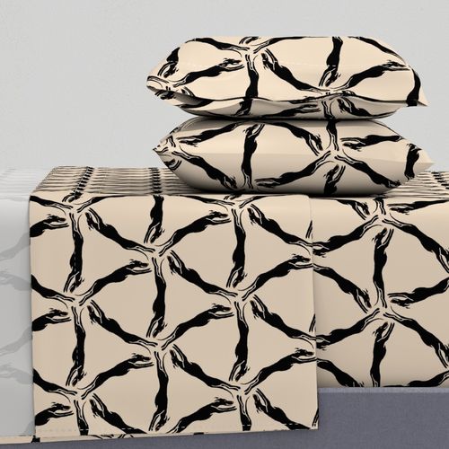 Black Triangulating Greyhounds Stencil Style on Beige