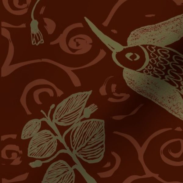24" Island Folk Art Botanical Russet/Taupe BORDER Stripe