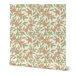 Block Printed Floral Vine on Ivory