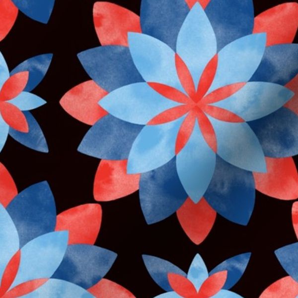 Abstract geometric watercolor floral pattern. Botanicals