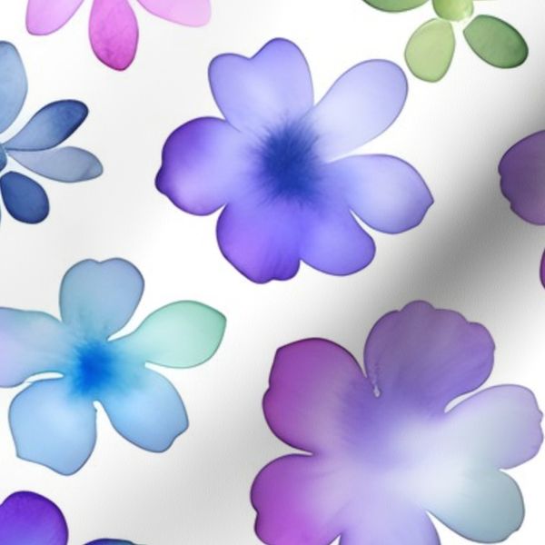 Watercolor flowers in purple and green (big scale)