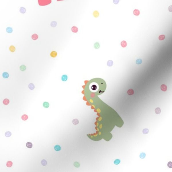 Dino Delight seamless nursery pattern with playful Dino s and dots