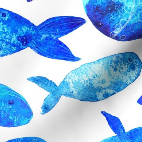 Blue Watercolor Fishy Fish