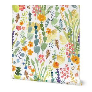Wild Meadow White 12x16 - Colorful Painterly Flowers 320241