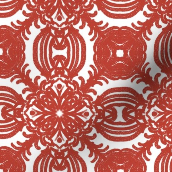 Spanish & Taino Floral Tile Red Small