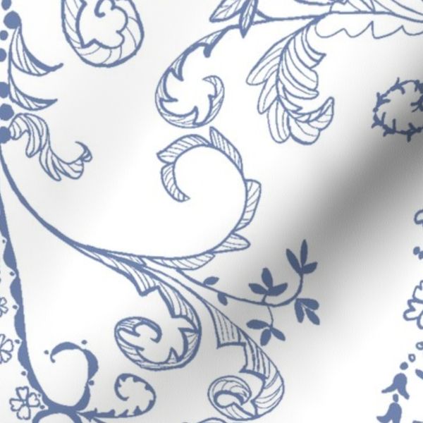 French chateau Large blue and white