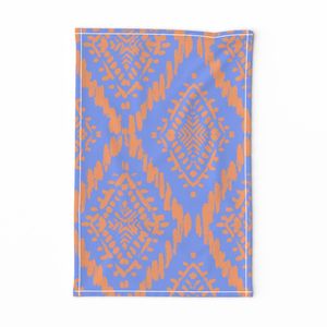 scribbled diamond ikat in blue and orange