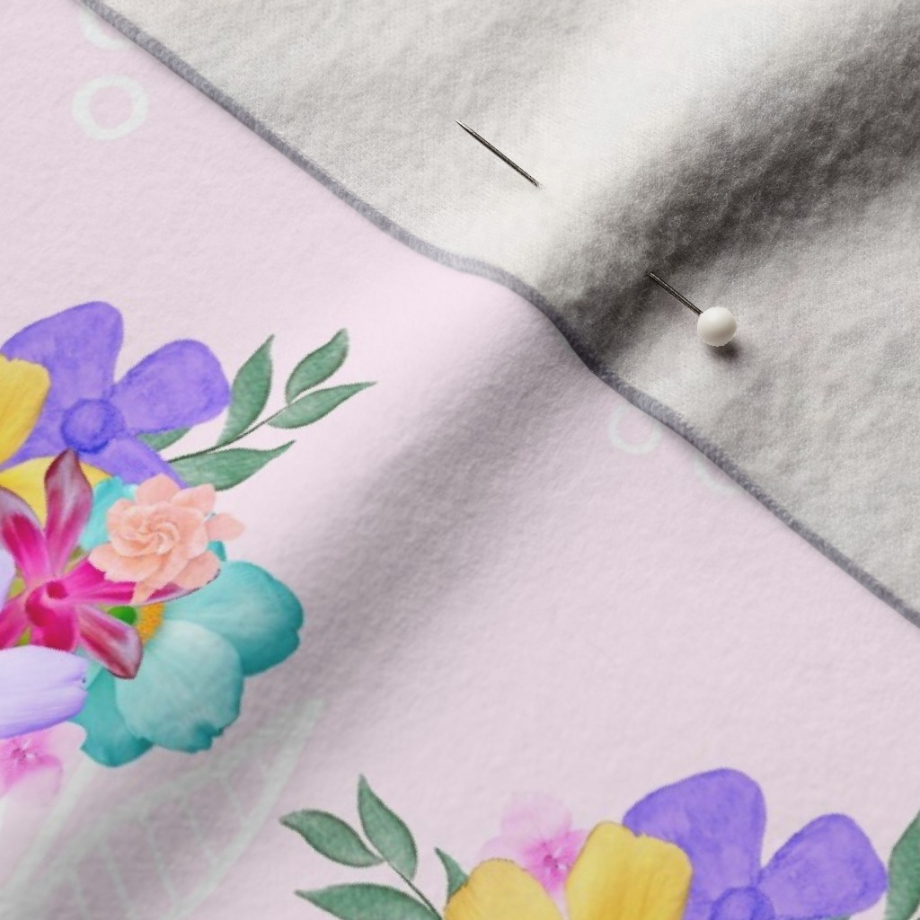 Close up of Performance Velvet fabric with a sewing pin