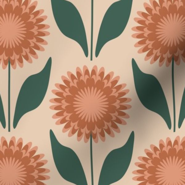 Medium // Emme Bold Geometric Zinnia Flower - Pale Pink & Green