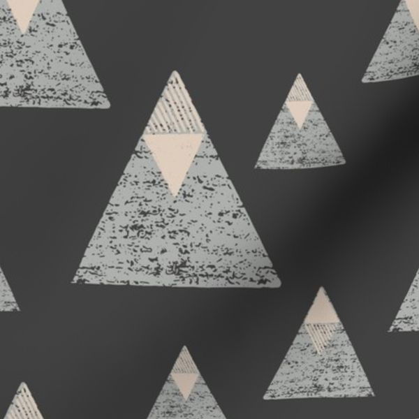 Frosty Summit Snow Capped Triangle Peaks dark grey and light blue medium