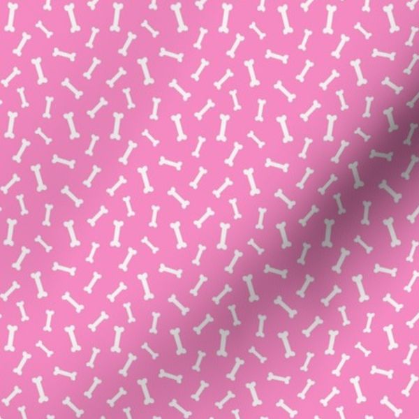 Small Ditsy Dog Bones White and Pink