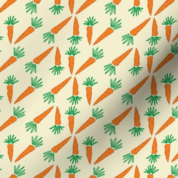 Orange and Green Carrots in a Geometric Style on Buttery Yellow