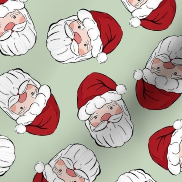 Vintage santa fifties freehand sketched santa claus Christmas ruby red on