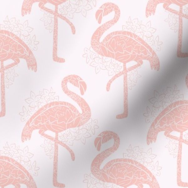 Flamingos Peach Pink - Tropical Bird Pattern