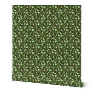 Tiny Frogs and Dragonflies SMALL 4x4 garden green