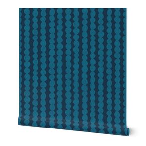 block print bubble stripe navy teal blue 12IN large scale