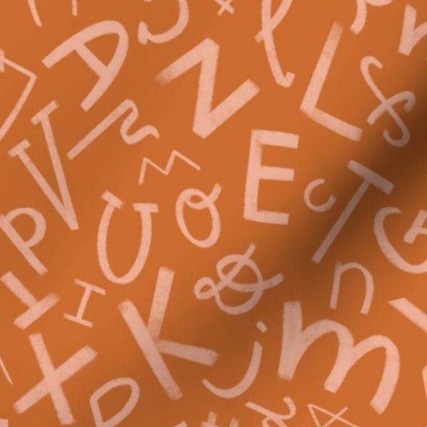 Orange hand-drawn letters / alphabet (typography)