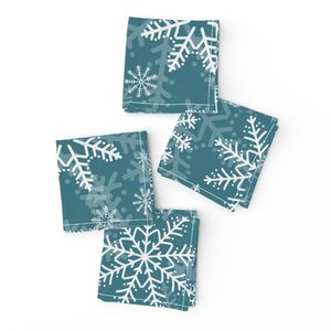 Midi Modern Stylised Layered Christmas Festive Snowflakes Deep Cyan Teal