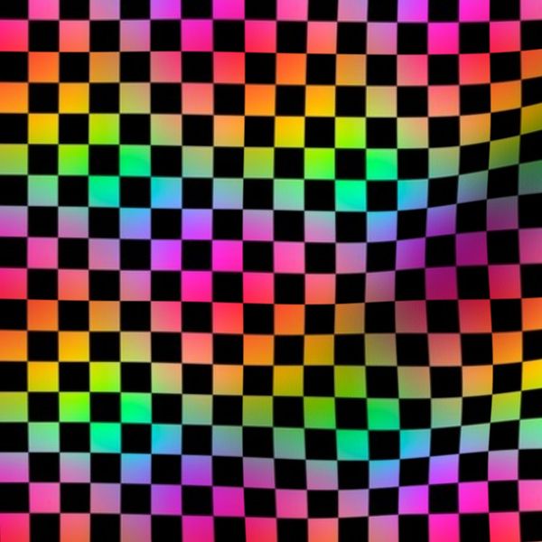 Neon Rainbow Checkerboard