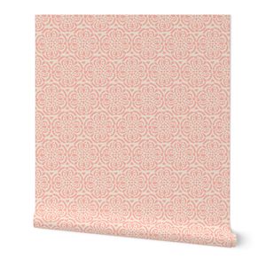 Hand Drawn Circular Ornaments with Hearts Duotone Peachy Pink and Linen