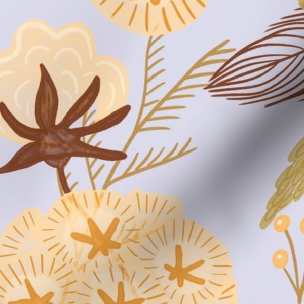 big/ Floral wilderness Cotton flowers Stars and vintage foliage Sunrise