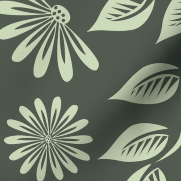 Large Vintage leaves of green