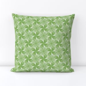 Concentric green and white circles geometric pattern.